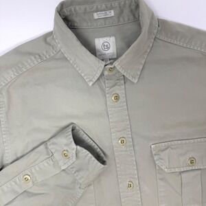 Taylor Stitch Mens Button Down Shirt Long Sleeve Utility Tan Size 42 Large FLAW